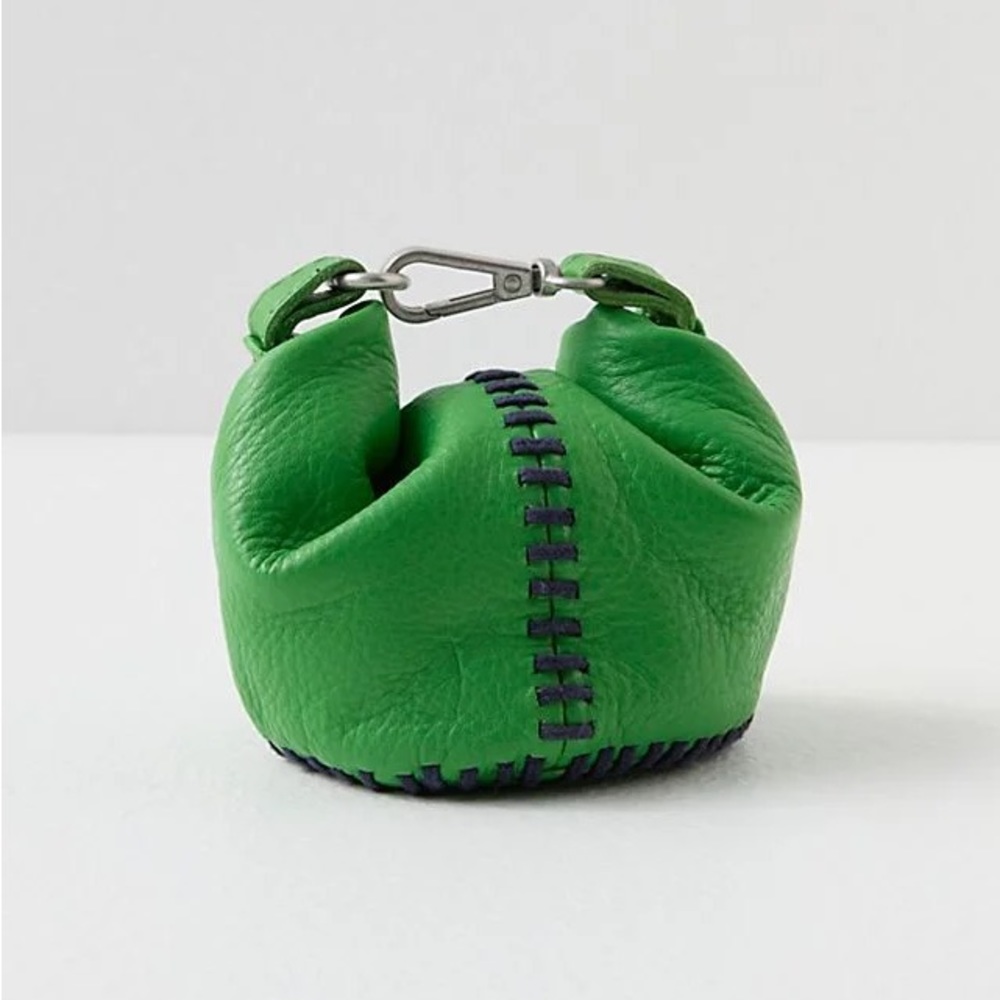 Free People Mini Bag in Bright Green with Navy Stitching